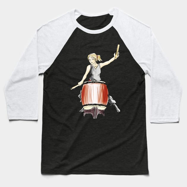 Taiko drummer Baseball T-Shirt by LittleUki